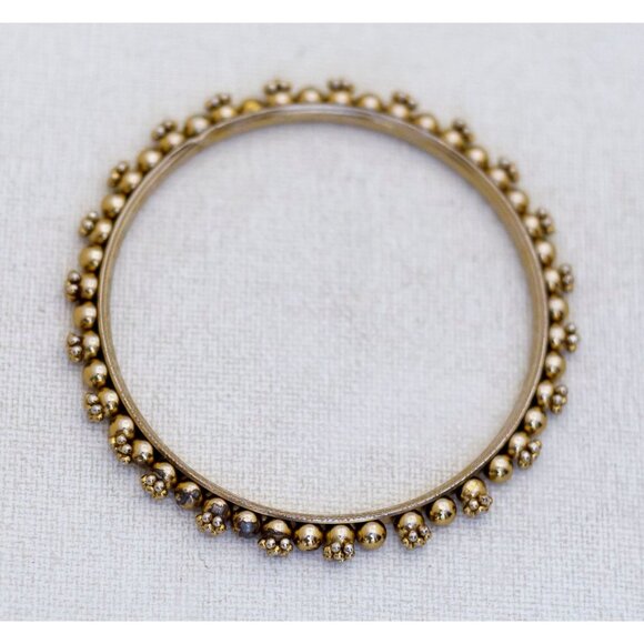 8 inch, Vintage Gold Tone Stylish Spheres Bangle - AX9 - Picture 1 of 3